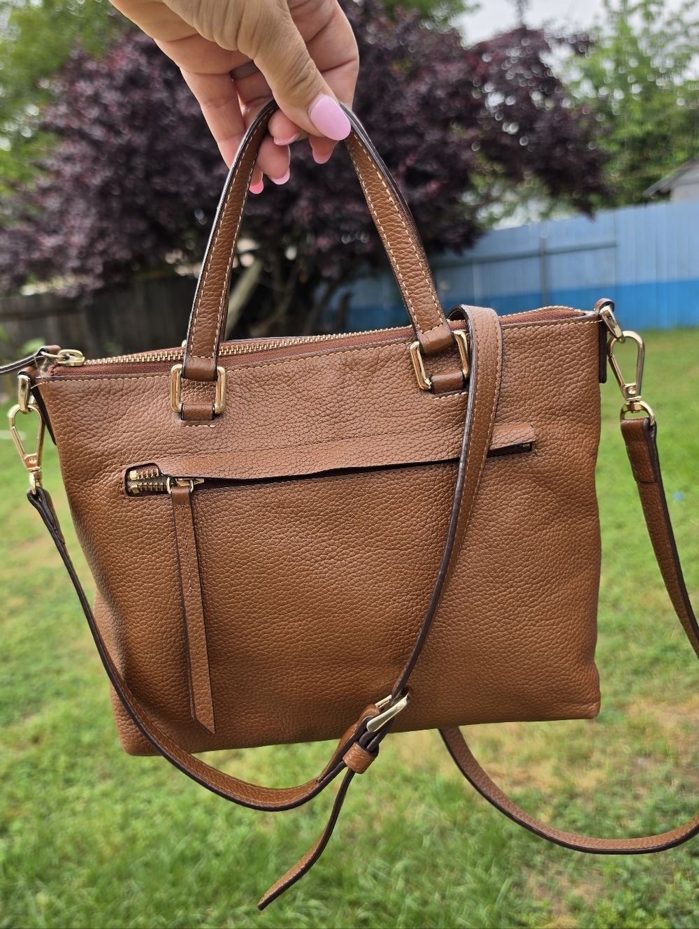 Nordstrom Brown Leather Tote with Gold Hardware